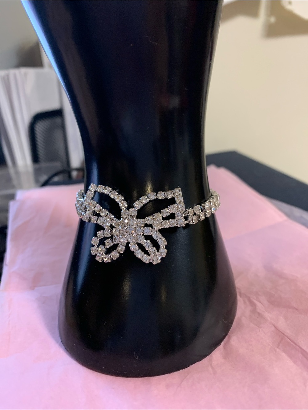Crystal Butterfly Bracelet - Silver Rhinestone Accent - Picture 3 of 9